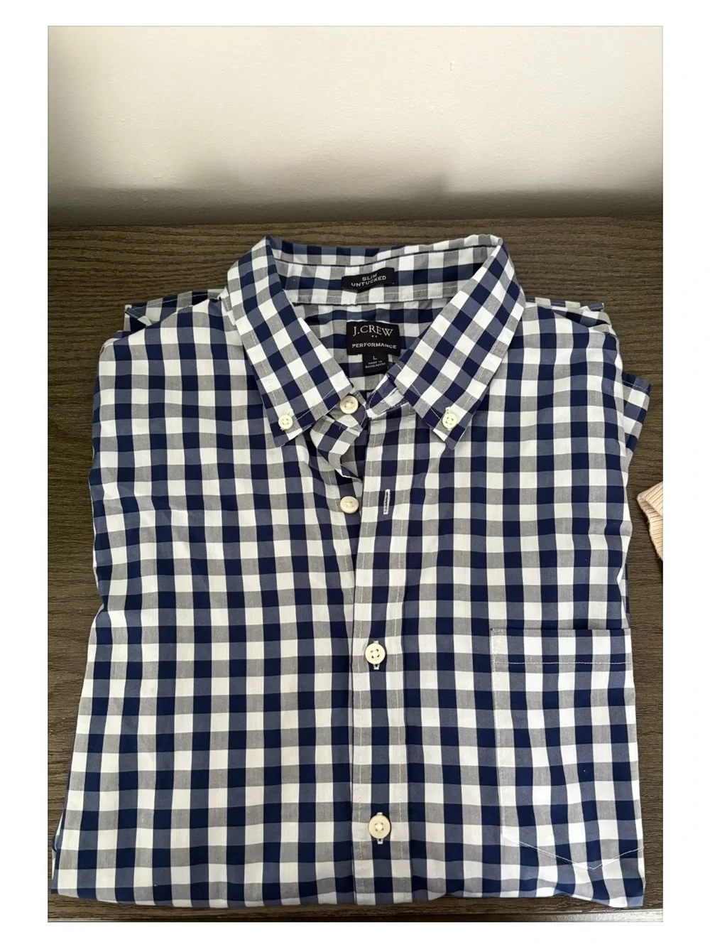 J. Crew Navy and White Gingham Button-Down Shirt
